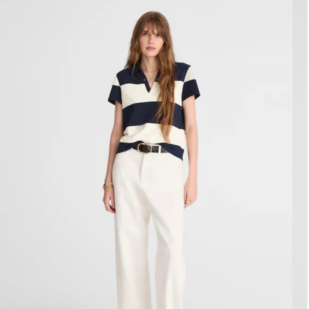 Madewell Pieced Boxy Polo Tee - M